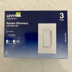 Leviton Decora+ Rocker Dimmer Slide Bar 3 Pack White DSL06-3PW 600w light switch