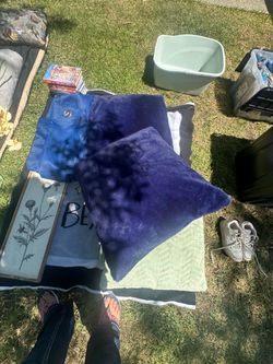 2 large Blue plush Navy pillows