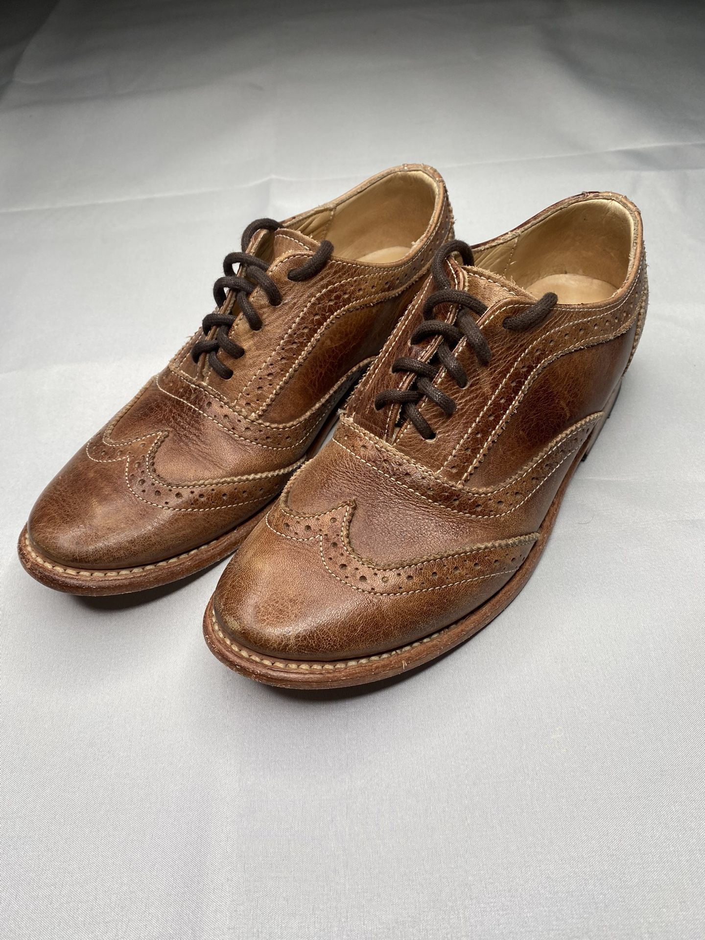 Bed Stu Lita Oxford Wingtips Tan/Brown Lace Up Leather Shoes Size 7.5 Women
