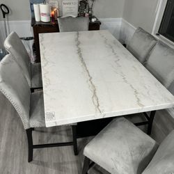 Genuine Marble Top Dining Table Set