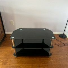 Black Tempered Glass TV stand 3 tier - 35.5” x 17”H x 18”

