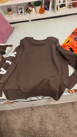 Brown Crewneck Sweatshirt with Sleeve Print xl