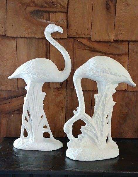 Vintage Huge Retro Flamingo Statue Pair