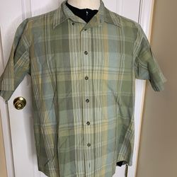 Cabelas Outfitter Green Cotton Shirt Mens Tall Large Plaid 