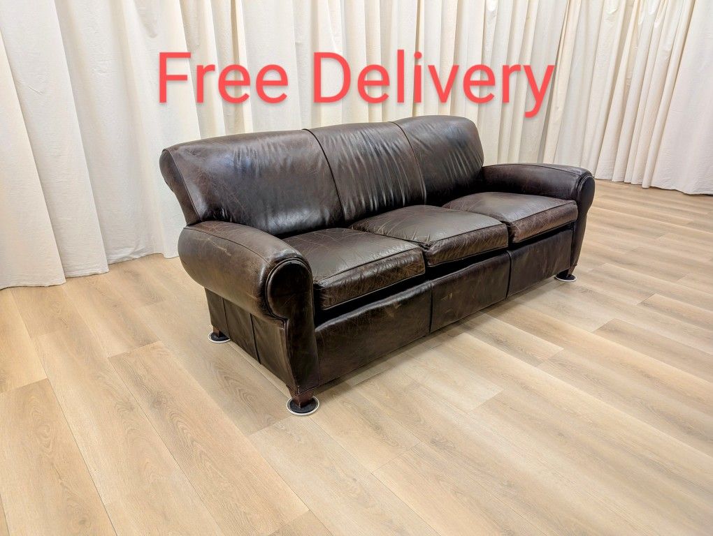 Leather Pottery Barn Mitchell Gold Sofa Couch Free Delivery