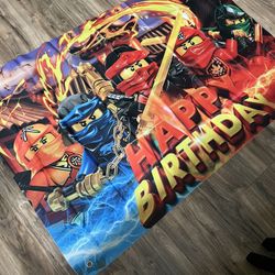 Ninjago Happy Bday Fabric 