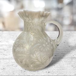 1894 NORTHWOOD White & Clear DAISY & FERN CRIMPED EDGE WATER PITCHER