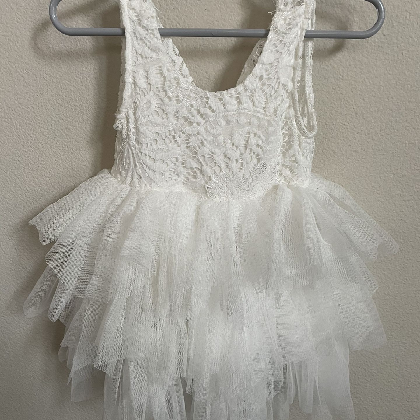 6-12 Month Size Beautiful Backless A-Line Lace Back Flower Girl Or First Birthday Dress