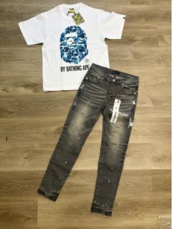PURPLE JEANS AND BAPE SHIRT