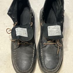Black Leather Steel toe Work Boots Men Size 15