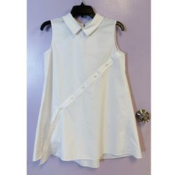 Elise White Sleeveless Tunic Top Size S