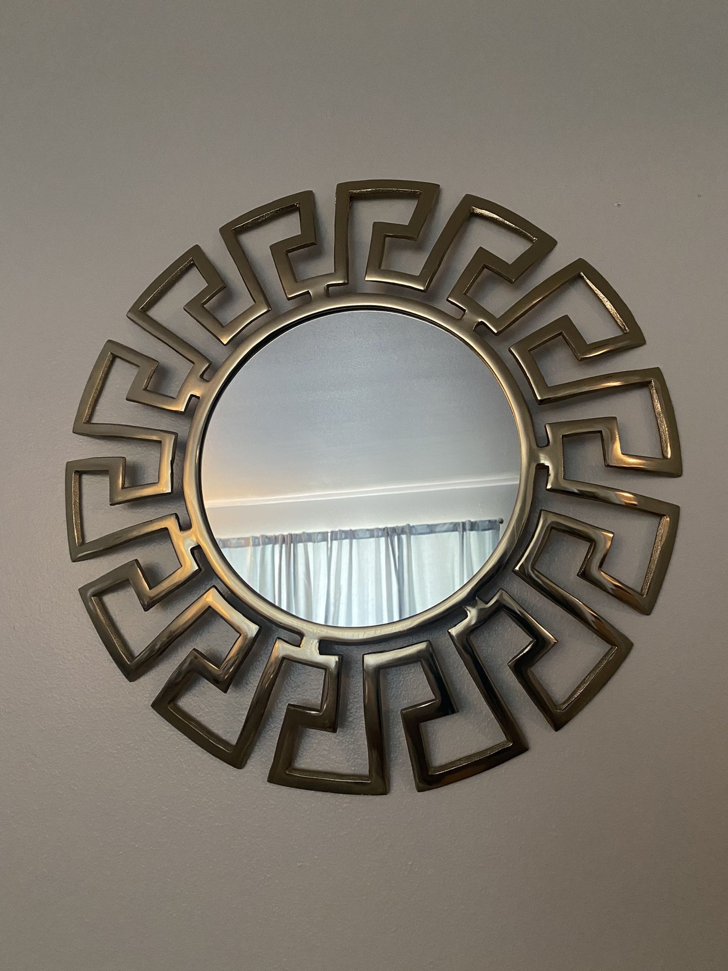 Tahari Round Greek Key Mirror