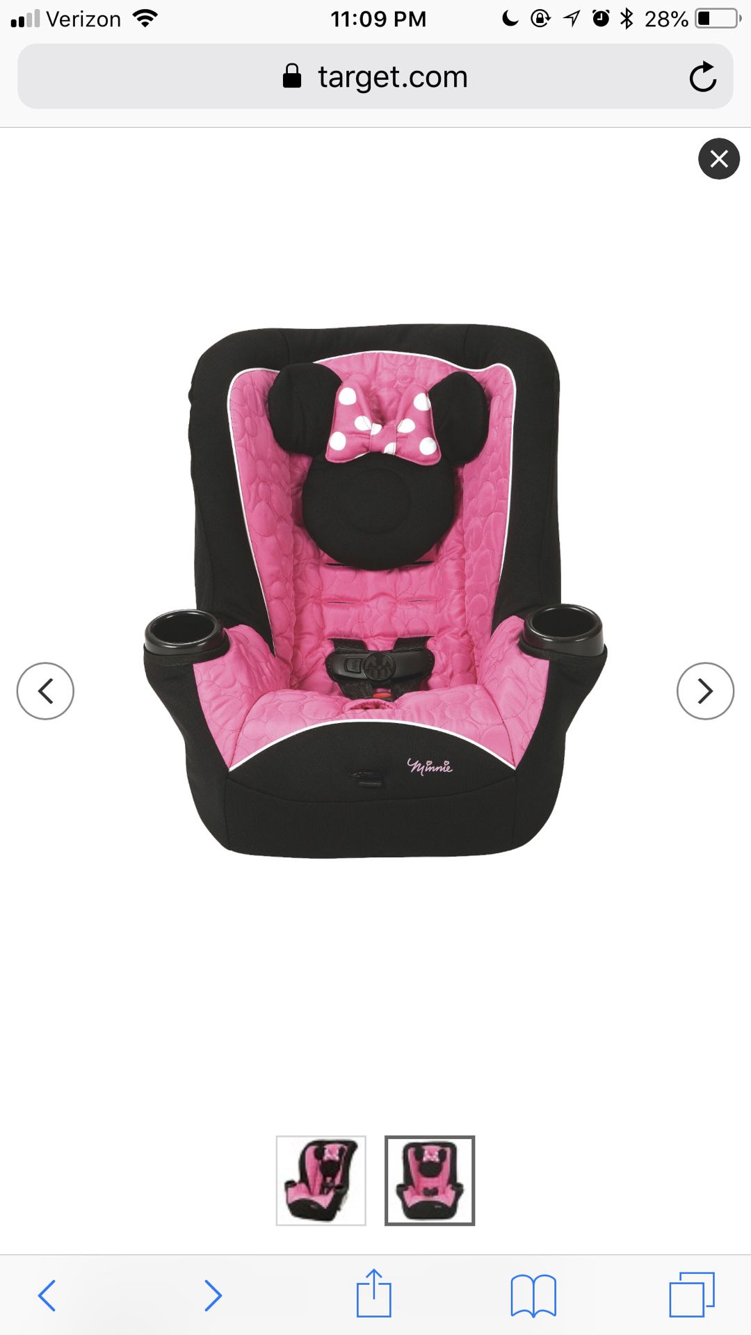 Minnie Mouse convertible car seat