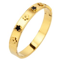 Gold Plated Flower Stainless Steel Minimalist Bangle