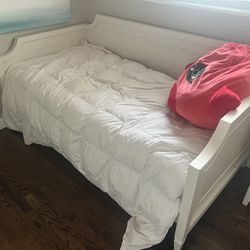 Twin Wood Bed Frame And Matching Night Stand