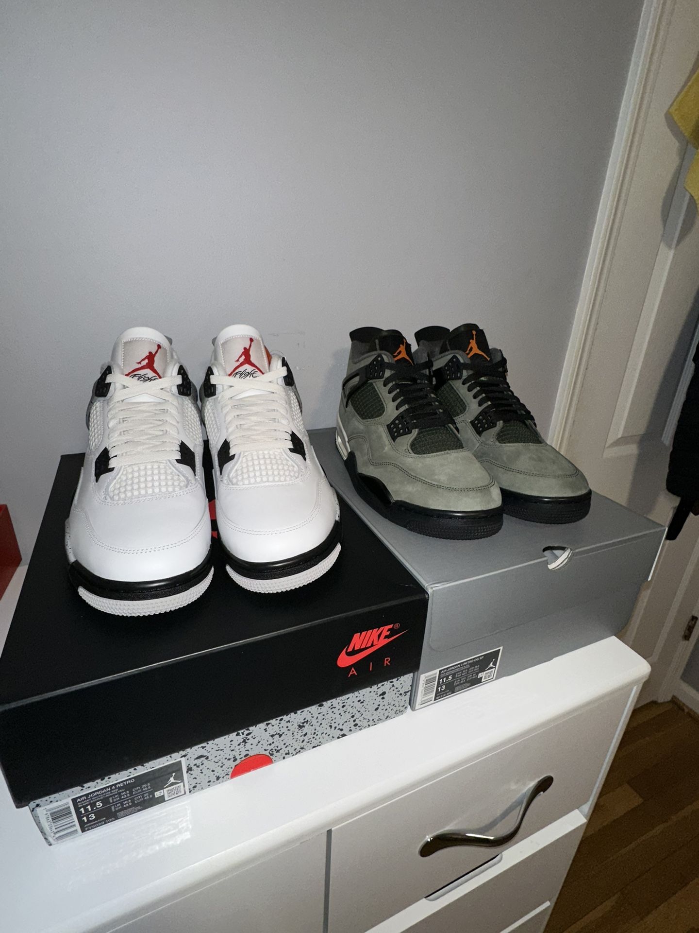 Bundle Listing — Two Jordan 4 Style-Inspired Pairs (White Cement + Undefeated, Size 11.5)
