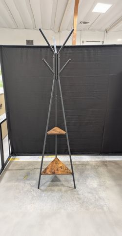 Ameziel Inc Industrial Style Coat Rack with Triangular Wood Shelves