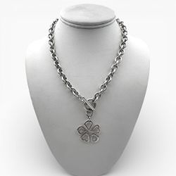 Tiffany & Co. Flower Charm Sterling Silver with Rolo Chain 16" Necklace. (Pre-Owned)