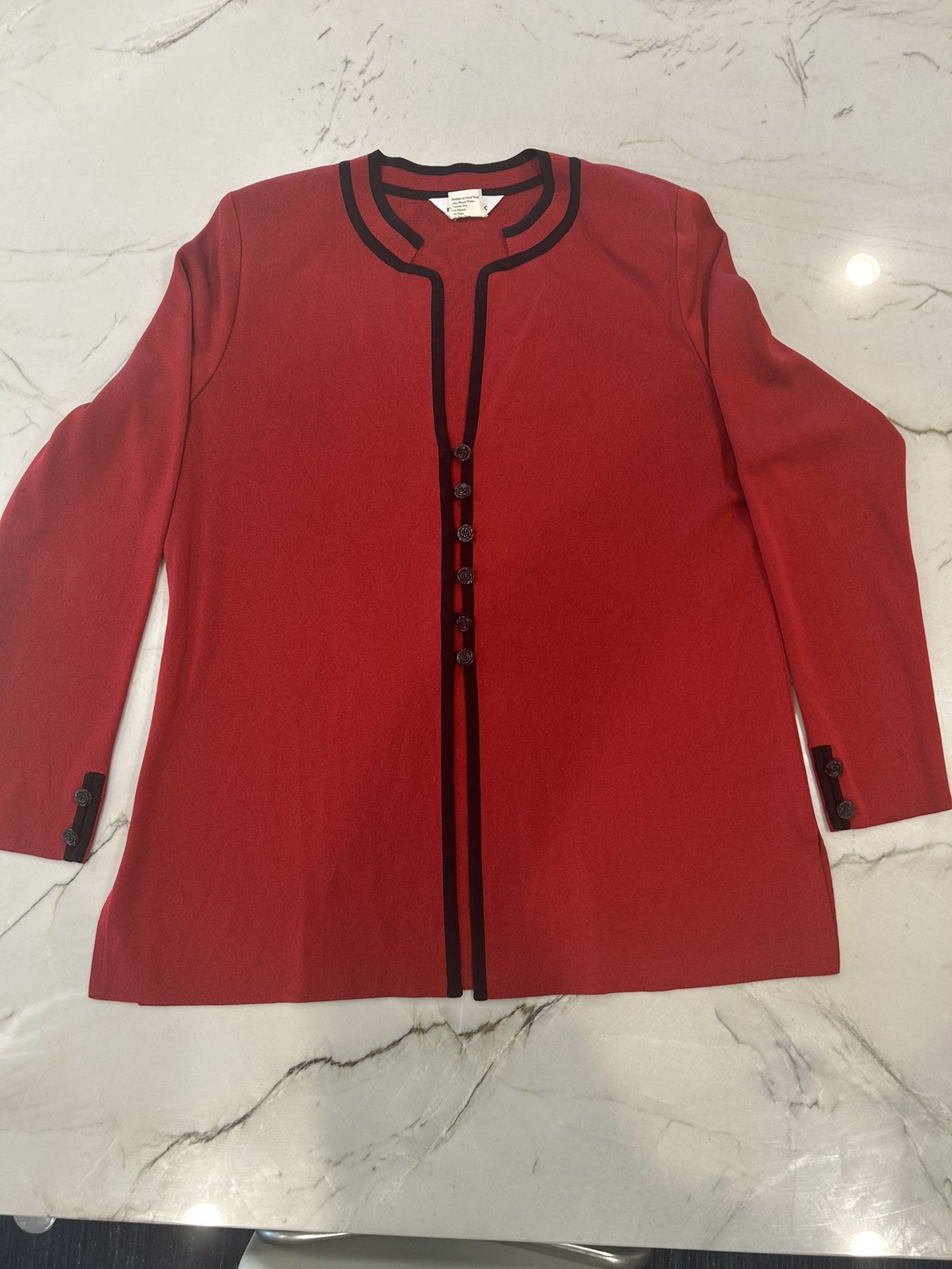 Misook Red Cardigan