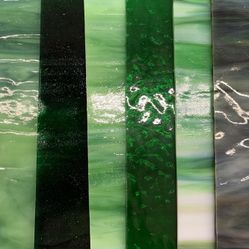 Green Variety Stained Glass Sheets 6”x8”-4 sheets