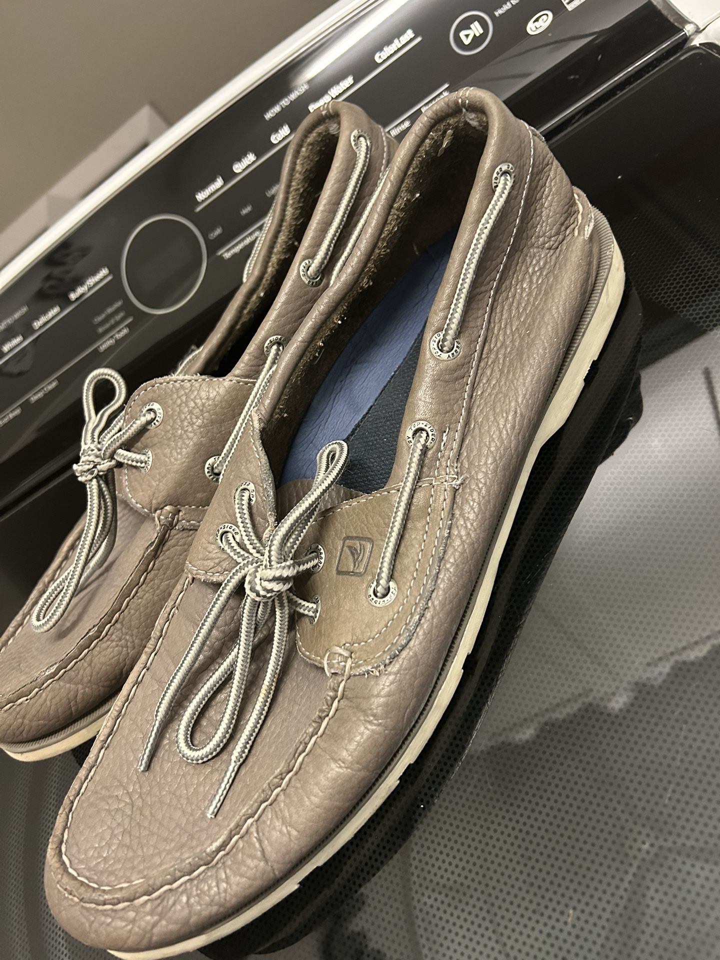 MENS GREY LEATHER SPERRY’S 11.5