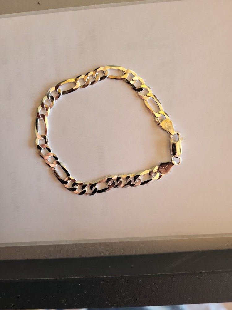 New 7 In 5.8mm 925 ITALY SILVER FIGARO BRACELET