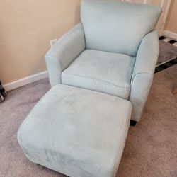 Accent Chair and Ottoman, Sky Blue