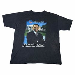 Vintage President Barack Obama United States 2008 “Yes We Can” Black T-Shirt Size XL Vote USA