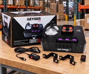 Chauvet DJ Vertical Horizontal Inverted Fog Machine 7 Pentacolor RGBA & UV Blacklight Wirelesss Remote Geyser P7