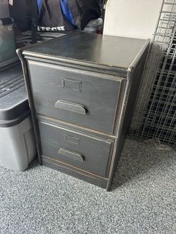 Solid Wood Black Two Drawer Filing Cabinet