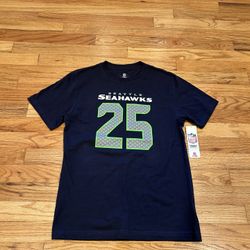 Brand new Richard Sherman Seattle Seahawks navy blue T-shirt Size small  Kids large but fits a men’s small #NFL #gridiron