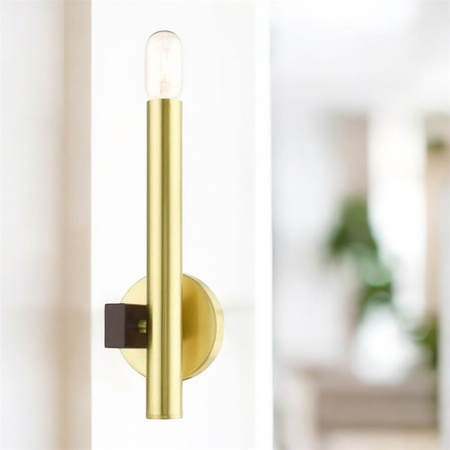 Livex Lighting 1 Light Satin Brass ADA Single Sconce Size:5.13 x 14