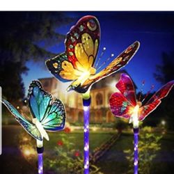 Outdoor Solar Garden Lights, Solar Stake Lights,Fiber Optic Butterfly Decorative Lights