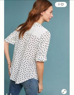 White Polka Dot Short Sleeve Blouse
