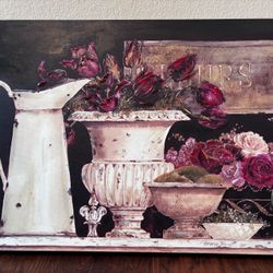 Large Kathryn White “Fleurs De Paris” Canvas Art