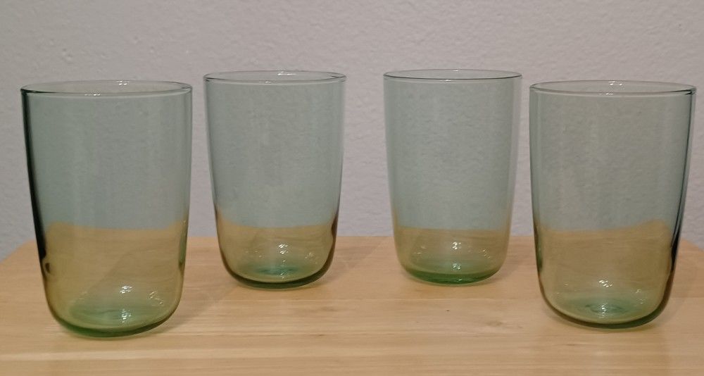 IKEA Intagande Green Drinking Glasses Set of 4 Rare Discontinued Made in France