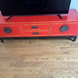 Red  Antique TV Stand