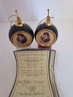 12 BLACK AND GOLD  1999 ELVIS PRESLEY ORNAMENTS With Certificates And Numbered
