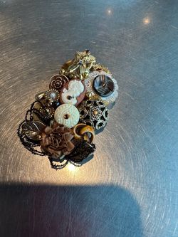 Vintage Collage Brooch with Cameo and Mixed Elements