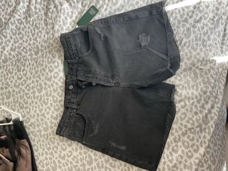 Black Distressed Denim Cut-Off Shorts