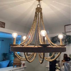 Wood Bead Chandelier 