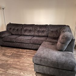 X-Large Grey Suede Ashley’s Furniture Sectional Couch