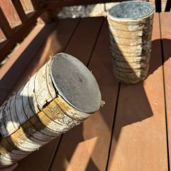 Birch And Metal Flower Pots 