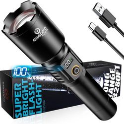 new Rechargeable Flashlights High Lumens Long Range 3280FT, Super Bright Handheld Strong LED Flashlight Long Lasting 15H, Powerful Flash Light USB C, 
