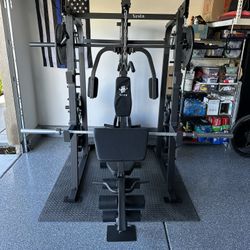 Vesta Fitness Smith Machine 2001 w/Bench Attachment | 230lb Bumpers Weights | 7ft Olympic Bar | Fitness | Gym Equipment | FREE DELIVERY🚚 
