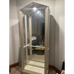 Solid Wood Curio Cabinet (ivory color)