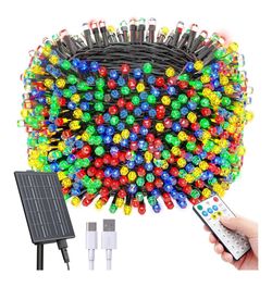 Solar Christmas Lights Outdoor,Upgraded 139Ft 400 LED Christmas Light with Remote,IP65 Waterproof 19 Modes Solar String Lights for Outside Patio NEW