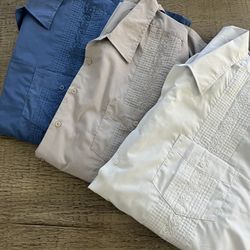 Guayabera Cuban Embroidered 4 Pocket Shirts Lot XXL 