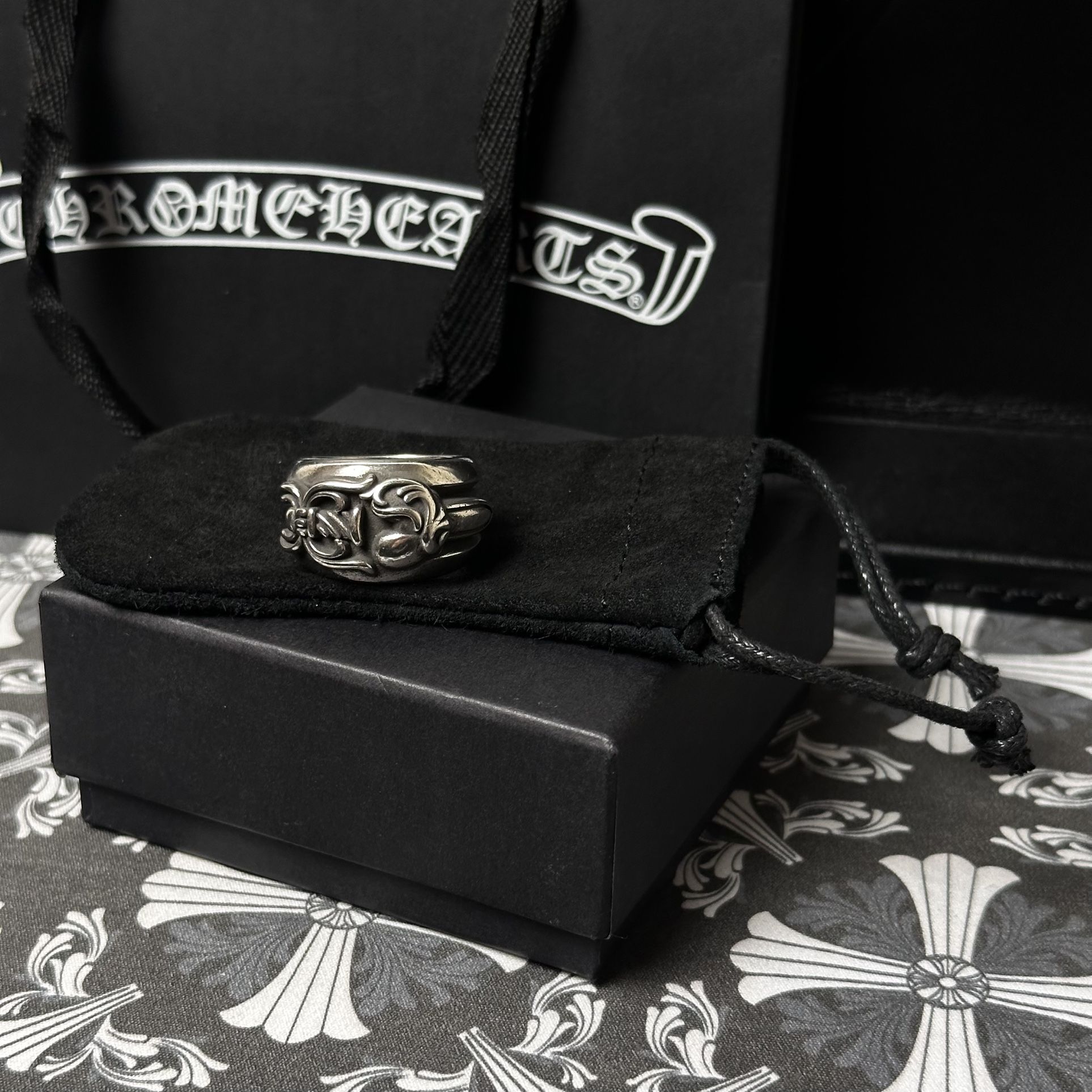 Chrome Hearts Dagger Heart Silver Ring Size 10