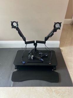 EchoGear Brand Sit-Stand Desk Converter with 2 Articulating Monitor Arm (PICKUP TODAY)